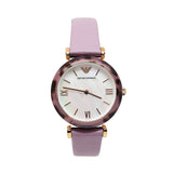 Emporio Armani Ladies Watch Plastic With Brown Marble Design Case & White Mother Of Pearl Dial