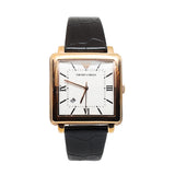 Emporio ArmaniMen's Watch Classic & Square Design With White Dial & Black Leather Strap