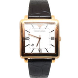 Emporio ArmaniMen's Watch Classic & Square Design With White Dial & Black Leather Strap