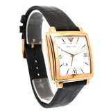 Emporio ArmaniMen's Watch Classic & Square Design With White Dial & Black Leather Strap