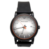 Emporio Armani Men's Watch Full Black Stainless Steel Case & Black Rubber Strap & Gray Round Dial