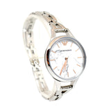 Emporio Armani Ladies Watch Ss Case & Bracelet With Marble Dial & Rosegold Index