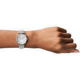 Emporio Armani Women's Gianni T-Bar Analog Silver Dial  Watch