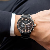Emporio Armani Men’s Mario Analogue Quartz Stainless Steel Black Watch
