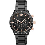Emporio Armani Men’s Mario Analogue Quartz Stainless Steel Black Watch