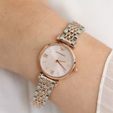 Emporio Armani Women's Gianni T-Bar  Rose-Gold Stainless-Steel Quartz Dress Watch