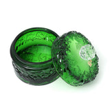 Caesar Crystal Diamond Cut Round Box With Lid Green - Blue Salon