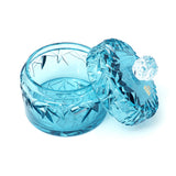 Caesar Crystal Diamond Cut Round Box With Lid Azure - Blue Salon