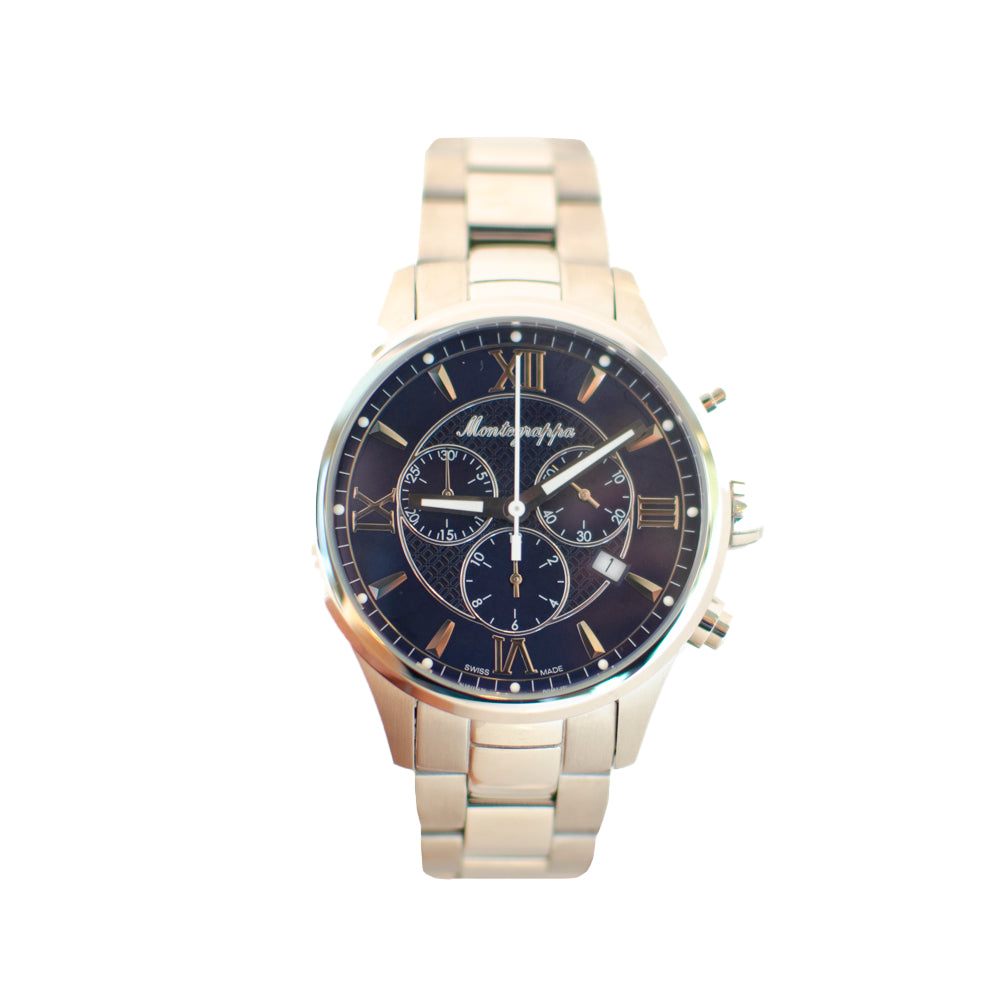 Montegrappa Fortuna Chronograph Steel Blue Dial Watch | Fashion Watches | GCC | Mens | Mens Watches Montegrappa Fortuna Chronograph Steel Blue Dial Watch | Fashion Watches | GCC | Mens | Mens Watches