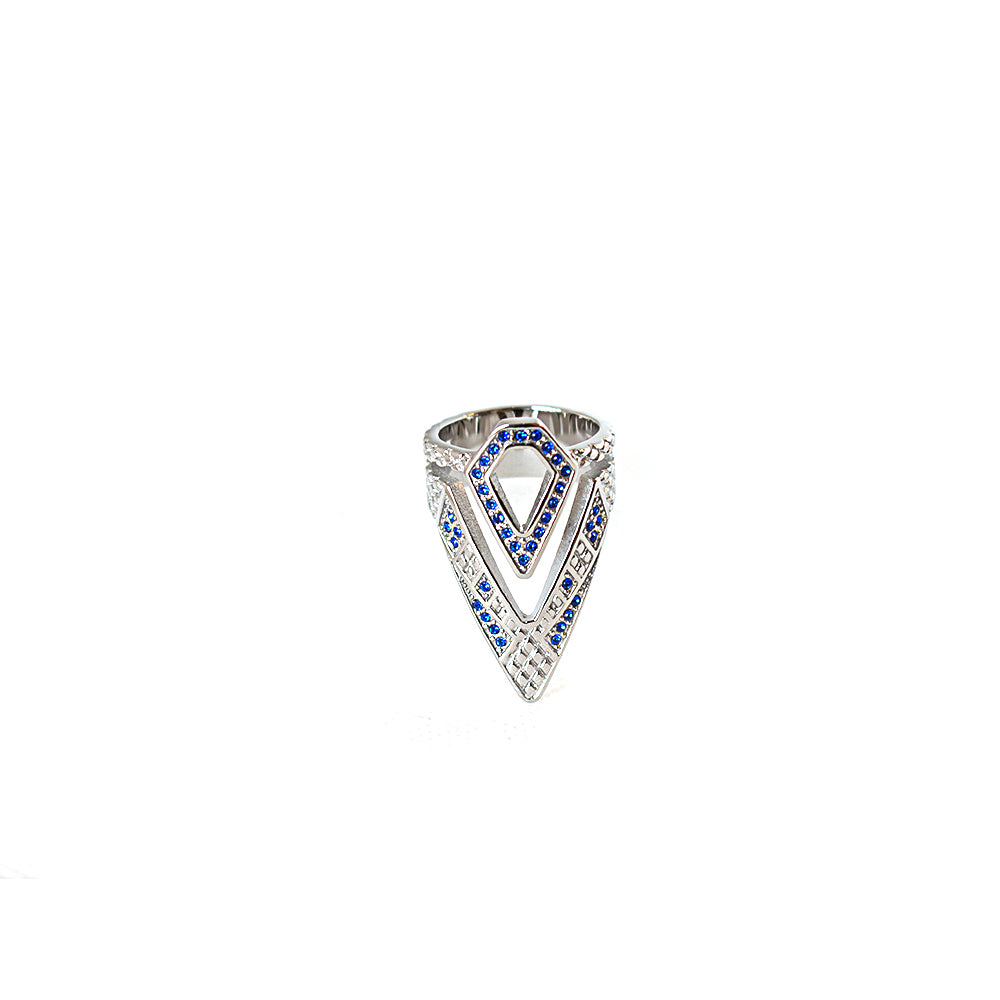 Just Cavalli Ring With V Shape Design With Blue Stone | GCC | Gift Box | Ring | SP | Who: For Her | Womens Just Cavalli Ring With V Shape Design With Blue Stone | GCC | Gift Box | Ring | SP | Who: For Her | Womens