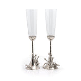 Michael Aram White Orchid Toasting Flute Set Of 2 - Blue Salon