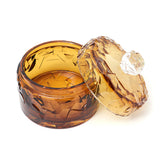 Caesar Crystal Diamond Cut Round Box With Lid Amber - Blue Salon