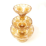 Caesar Crystal Three Level Centerpiece Amber - Blue Salon