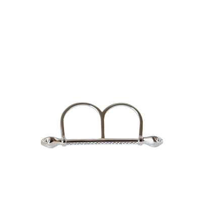 خاتم جست كافالي فضي ذو فتحتين مع تصميم شكل رأس الأفعى من الجهتين مرصع بالكريستال مقاس7