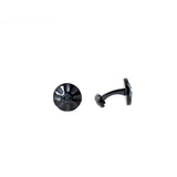 Roberto Cavalli Cufflinks Glossy Black With Matte Black With Logo - Blue Salon