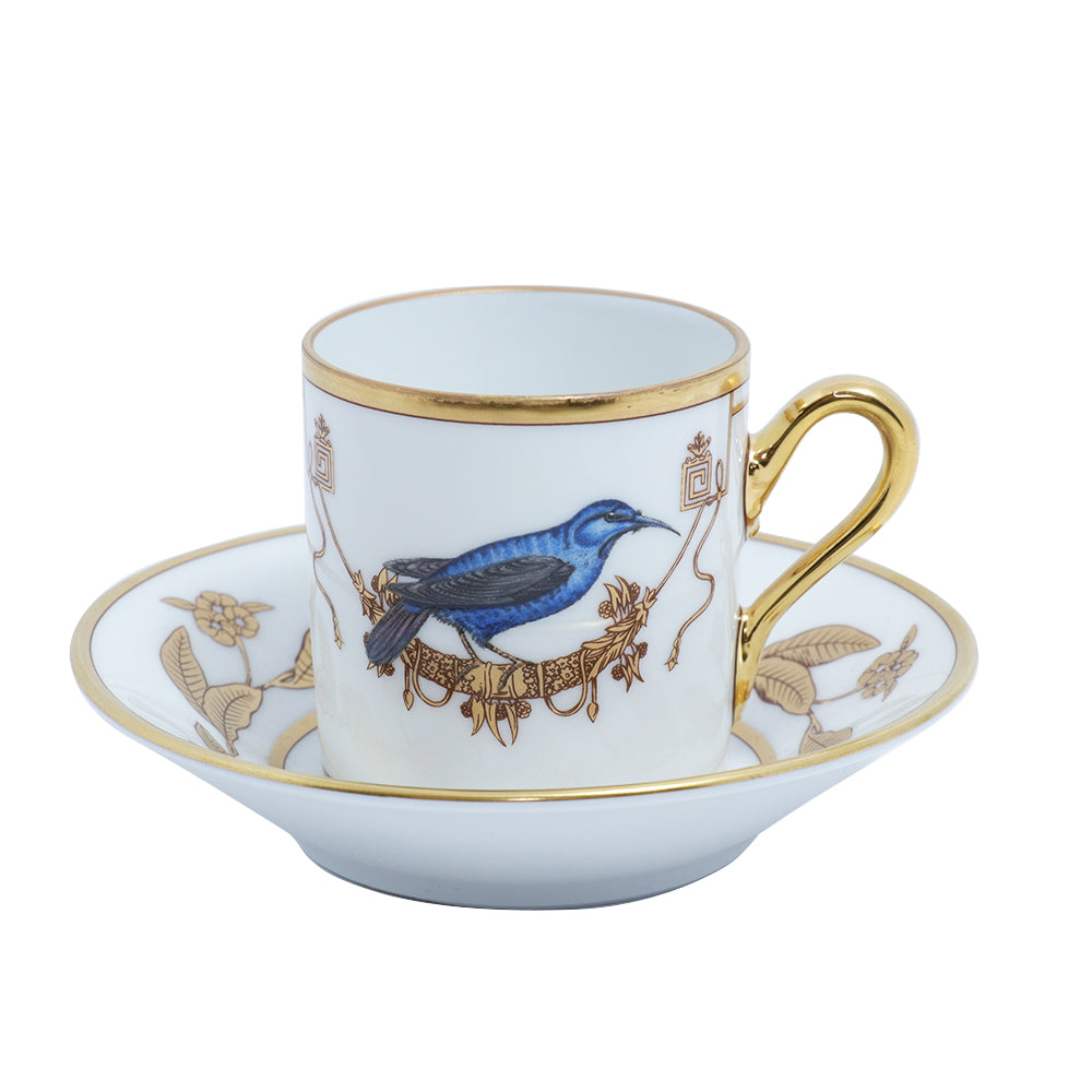 Richard Ginori Impero Voliere Grimpereau Bleu Coffee Cup With Saucer | Drinkware Richard Ginori Impero Voliere Grimpereau Bleu Coffee Cup With Saucer | Drinkware