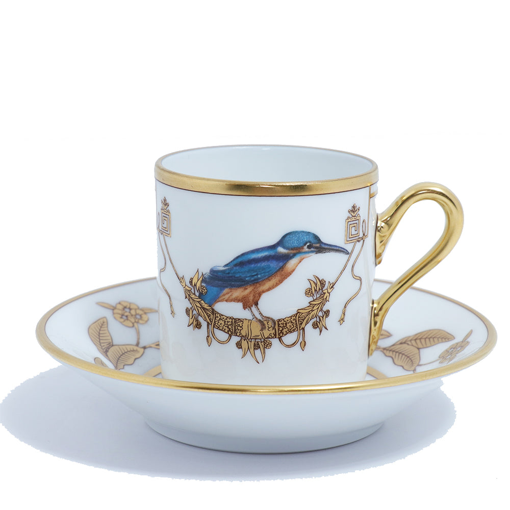 Richard Ginori Impero Voliere Martinpecheur Coffee Cup With Saucer