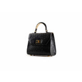 Kyra Luna Ostrich Bag Black Gold