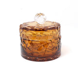 Caesar Crystal Diamond Cut Round Box With Lid Amber - Blue Salon