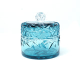 Caesar Crystal Diamond Cut Round Box With Lid Azure - Blue Salon