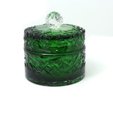 Caesar Crystal Diamond Cut Round Box With Lid Green - Blue Salon
