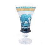 Caesar Crystal Vase With Horse Enagraving Azure - Blue Salon