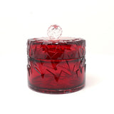 Caesar Crystal Diamond Cut Round Box With Lid Red - Blue Salon
