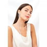 Les Nereides 3 Silver Crystal Stones Earrings