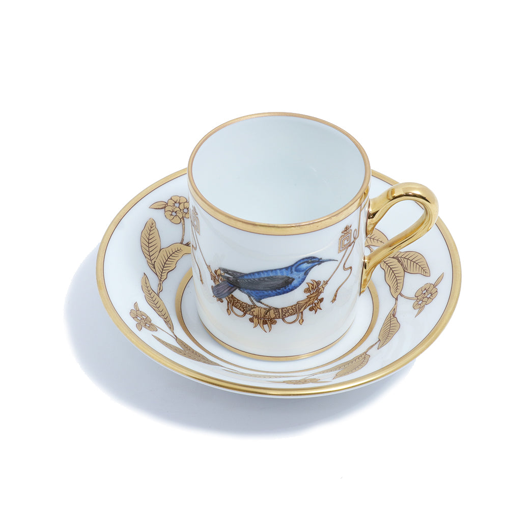 Richard Ginori Impero Voliere Grimpereau Bleu Coffee Cup With Saucer