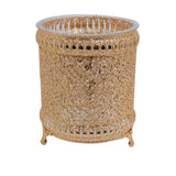 Ever Country Round Garbage Can With Rectanglar Tissue Box Gold Plated