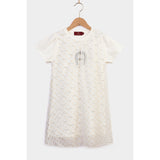 Aigner Kids Girl's White Chiffon Polka Dot Dress
