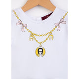 Aigner Kids Baby Girl's White & Gold Dress