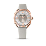 Swarovski Crystalline Glam Watch Leather Strap, Gray, Rose-Gold Tone Pvd