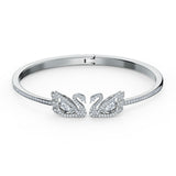 Swarovski Dancing Swan Bangle White, Rhodium Plated