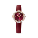 Swarovski Crystal Flower Watch Leather Strap, Red, Rose-Gold Tone Pvd