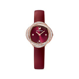 Swarovski Crystal Flower Watch Leather Strap, Red, Rose-Gold Tone Pvd