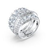 Swarovski Twist Wrap Ring White, Rhodium Plated Size:60