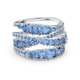 Swarovski Twist Wrap Ring Blue, Rhodium Plated