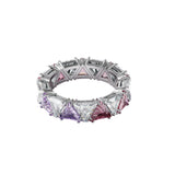 Swarovski Millenia Cocktail Ring Triangle Cut Crystals, Purple, Rhodium Plated