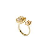 Swarovski Millenia Cocktail Ring Square Cut Crystals, Yellow, Gold-Tone Plated