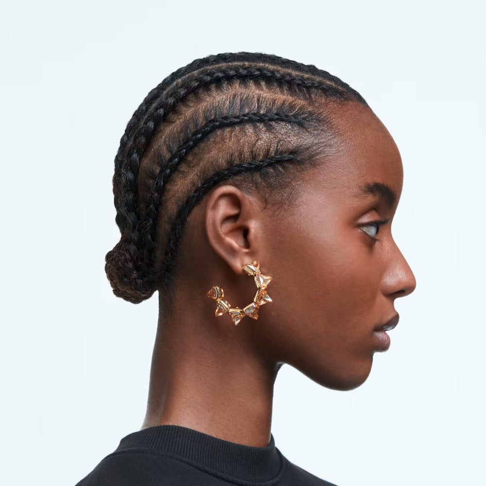 Swarovski Chroma Hoop EarringsPyramid cut crystals Yellow Gold-tone plated | Earrings | Fashion Jewellery | New Prices | Women Earrings | Womens Swarovski Chroma Hoop EarringsPyramid cut crystals Yellow Gold-tone plated | Earrings | Fashion Jewellery | New Prices | Women Earrings | Womens