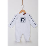 Aigner Kids New Born Bright White & Navy Set Babygrow & Hat