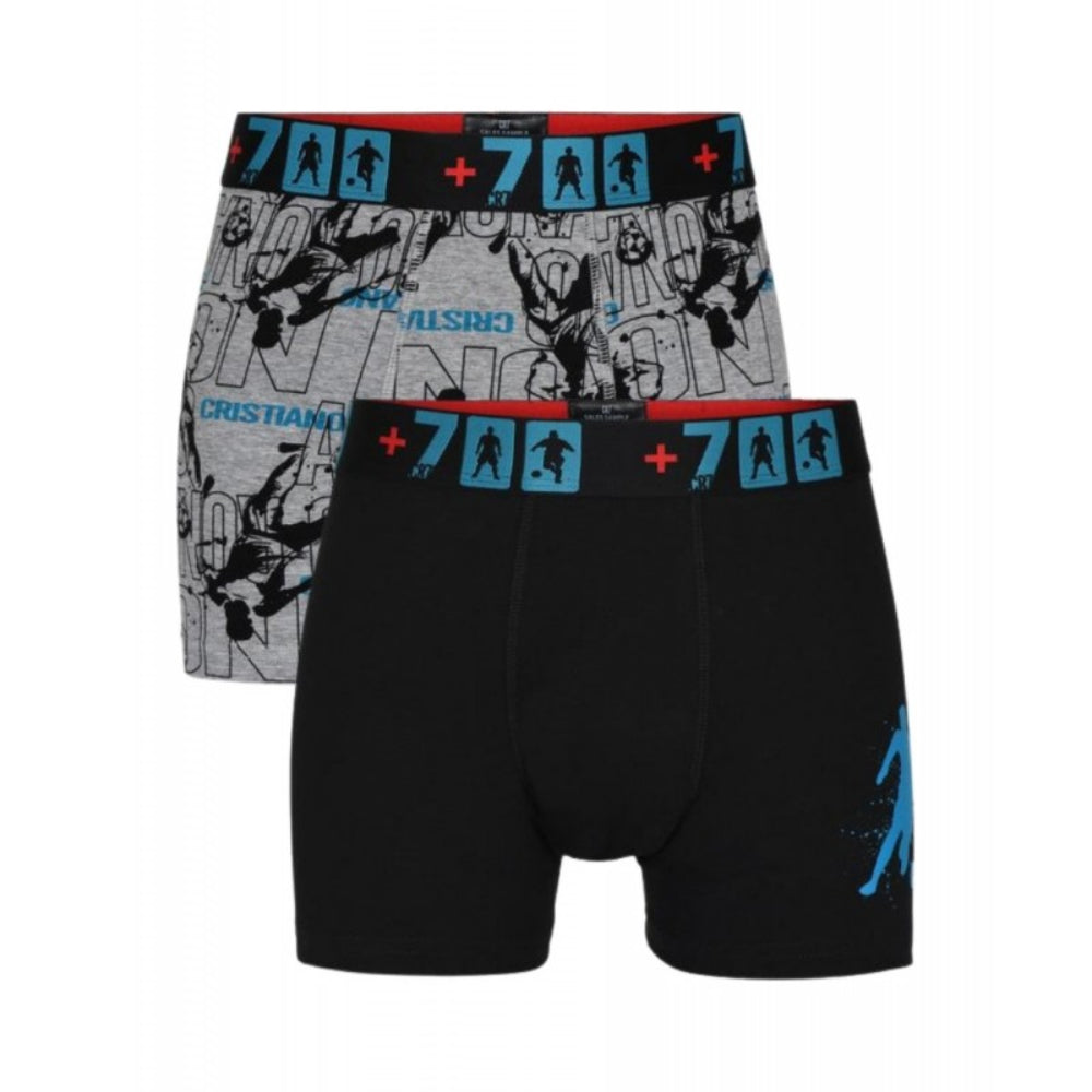 CR7 Boy'S Trunk 2-Pack - Cotton - Gray & Black Graphic Size 13-15