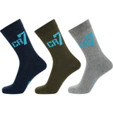 CR7 Boys - 3-Pack Socks Ronaldo Grey/Blue/Green, Size  40-43