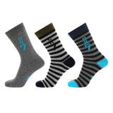 CR7 Boy's Crew Socks 3 Pack Multi Stripe Size 40-43