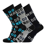 CR7 Boy's Crew Socks [Black, Gray - Ronaldo] - 3 Pack Size  40-43