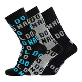 CR7 Boy's Crew Socks [Black, Gray - Ronaldo] - 3 Pack  Size 30-34