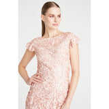 Theia Boat Neck Petal Cocktail Dress