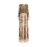 Alberta Ferretti Floral and Snake Print Silk Long Dress