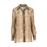 Alberta Ferretti Snakeskin Semi-Sheer Silk Blouse